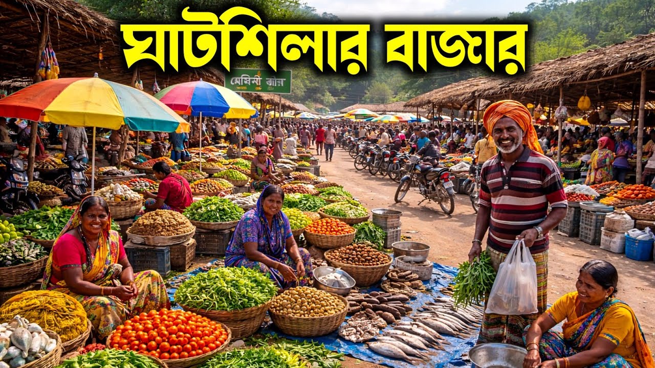 ঘাটশিলার বাঙালি বাজার। ঝাড়খণ্ডের আদিবাসীরা কি কি খায়। Jharkhand Tribal Market 