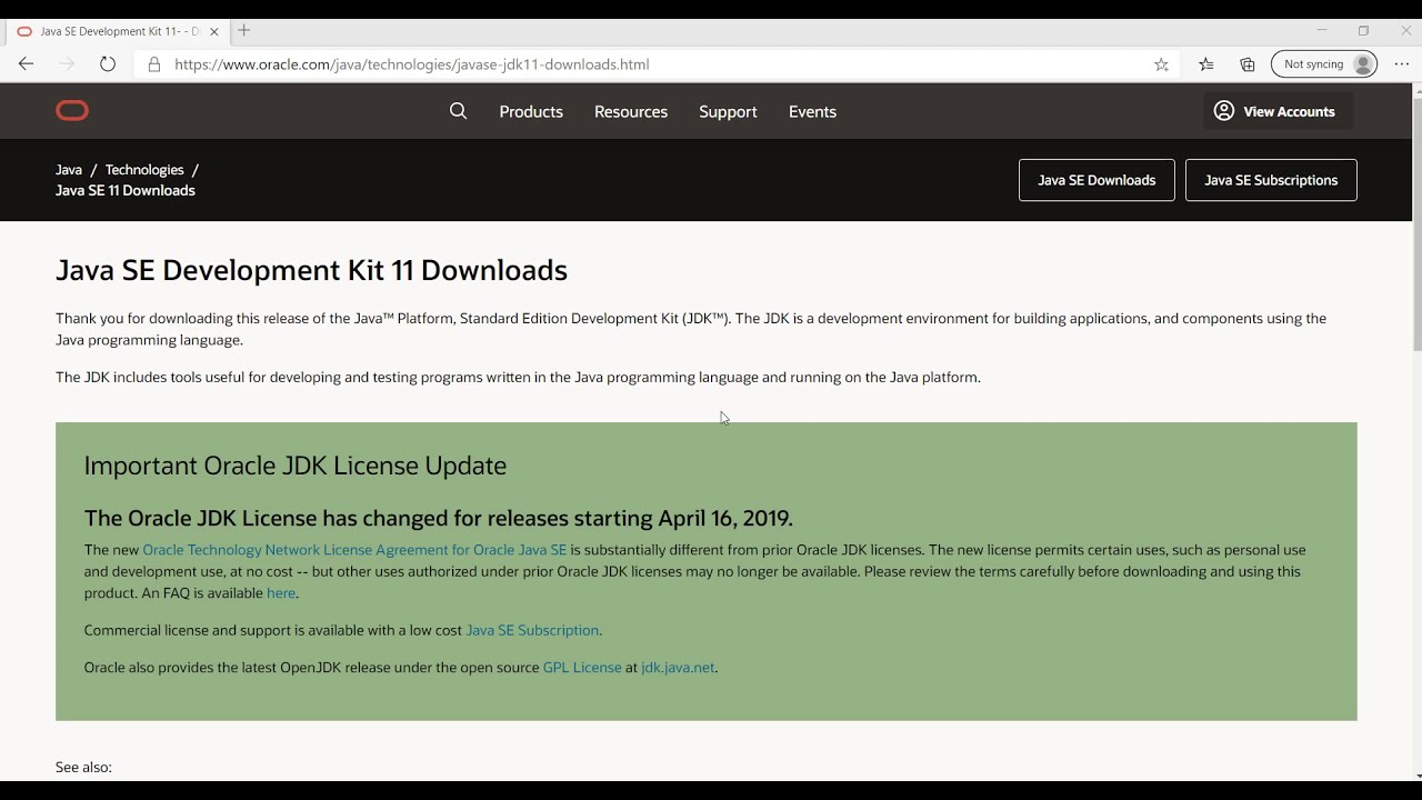 สอน Download/Install Java SE Development Kit 11 (JDK11)