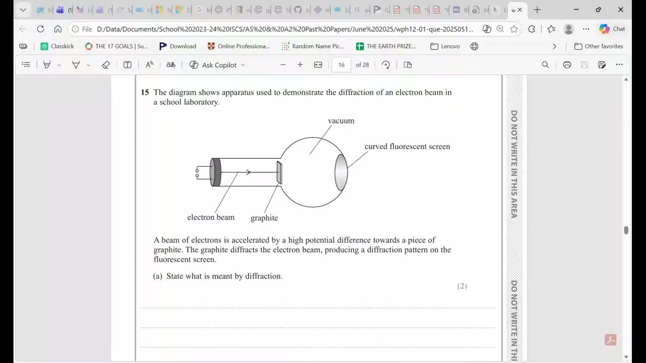 Edexcel IAL Unit 2 Physics June 2025 | Electron Diffraction Question (Q15) Walkthrough