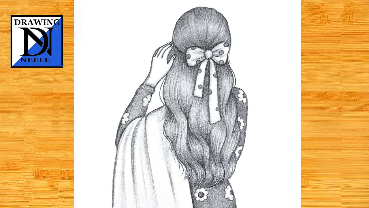 How to draw Girl with Long Hair & Ribbon || Pencil sketch for beginner || Girl drawing || Drawing