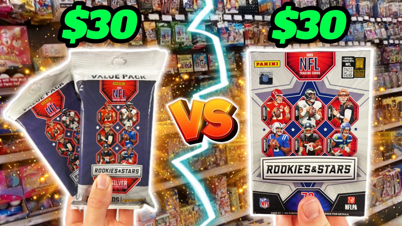 2 VALUE PACKS vs 1 BLASTER BOX (2023 Rookies and Stars Football)