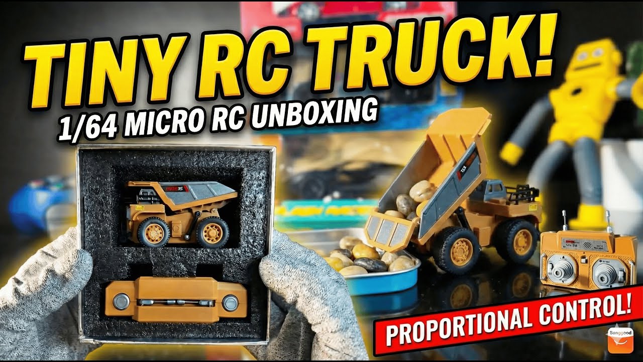 Unboxing Banggood's 1/64 RC Dump Truck with LED Lights & Epic Dump Action 🚛✨ 