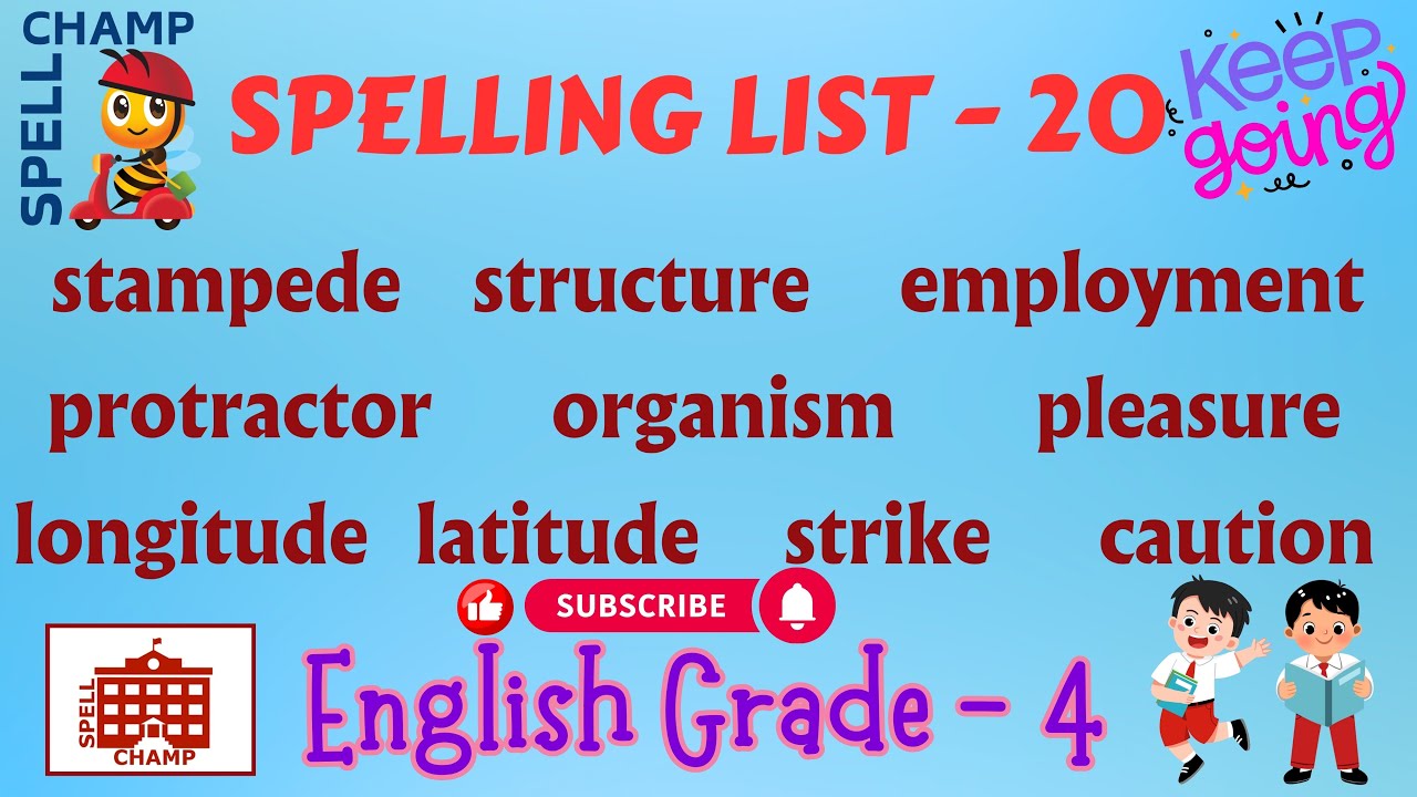 Орфографический список английского языка для 4 класса № 20 #spellchamp #spellingwords #grade4stud...