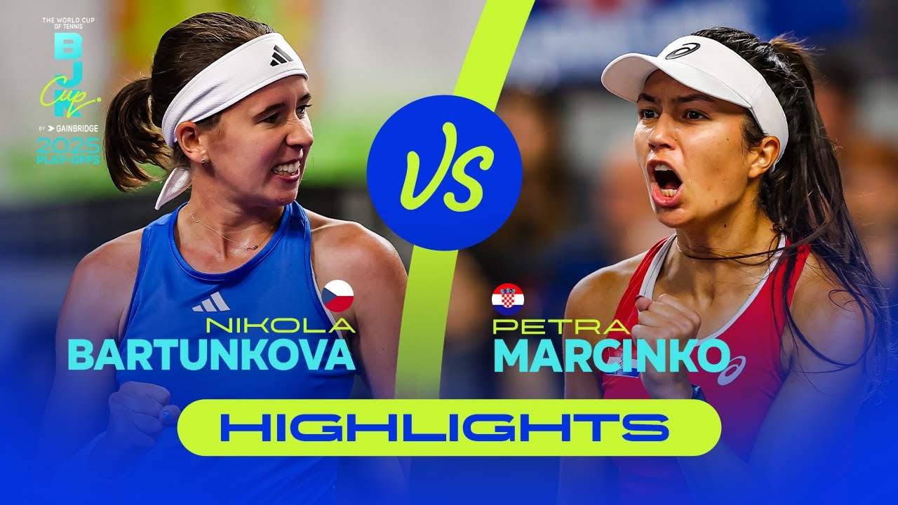 Nikola Bartunkova (CZE) vs Petra Marcinko (CRO) | 2025 BJK Cup Play-offs | Match Highlights