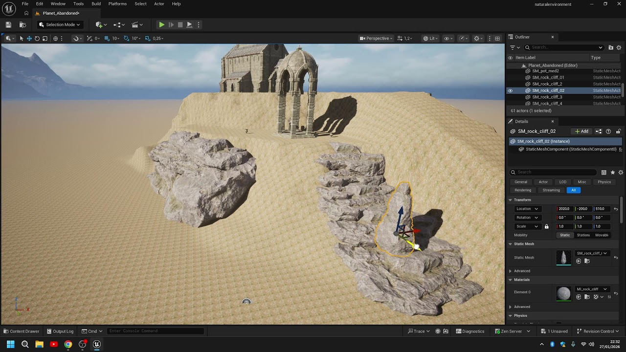 Creation Village Gothic Abandoned Ruins on Unreal Engine 5 new Version 5.7.2