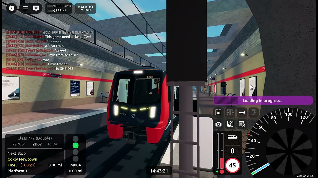 Roblox SCR V2.2.5 Metro Class 777/0 R134 St Helens Bridge &rarr; Barton (Clockwise)
