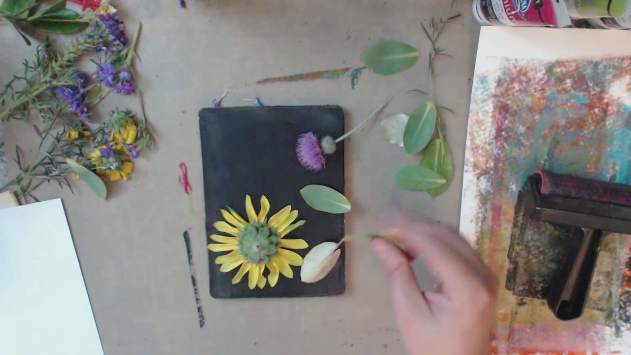 Gelli Printing with Flowers by Laura Mixed Media