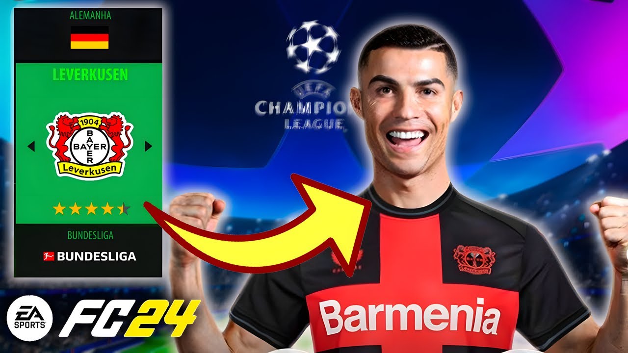 SIMULEI O CRISTIANO RONALDO NO BAYER LEVERKUSEN NA CHAMPIONS! XABI ALONSO! FC 24 - MODO CARREIRA