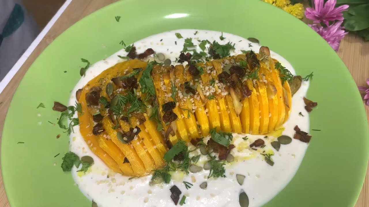 How to Make HASSELBACK GARLIC BUTTERNUT SQUASH WITH WHIPPED RICOTTA & GOAT CHEESE!