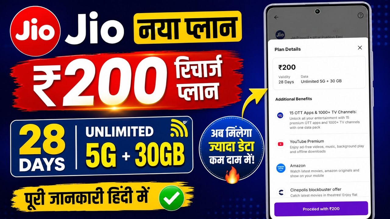 Jio ₹200 Recharge Plan 🔥 Full Details & Benefits 2026