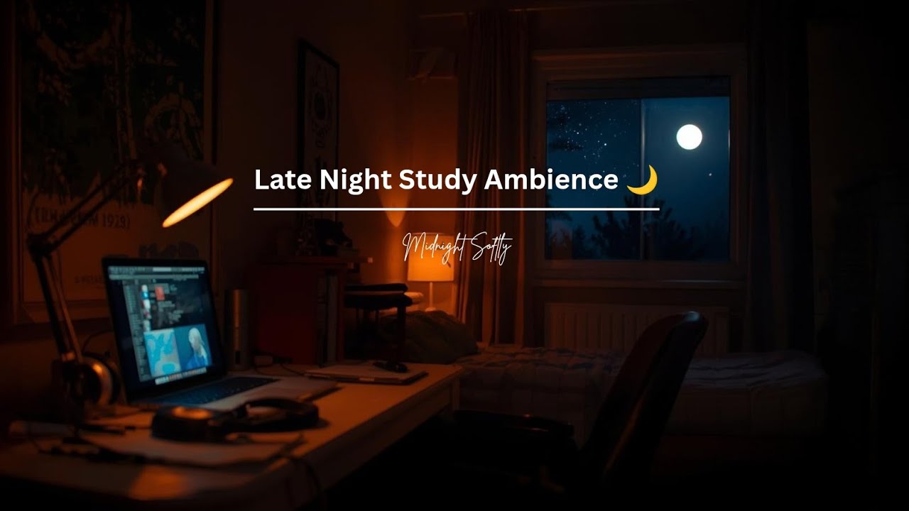 Late Night Study Ambience 🌙 | Quiet Focus Sounds | No Talking | Midnight Softly (1 Hour)