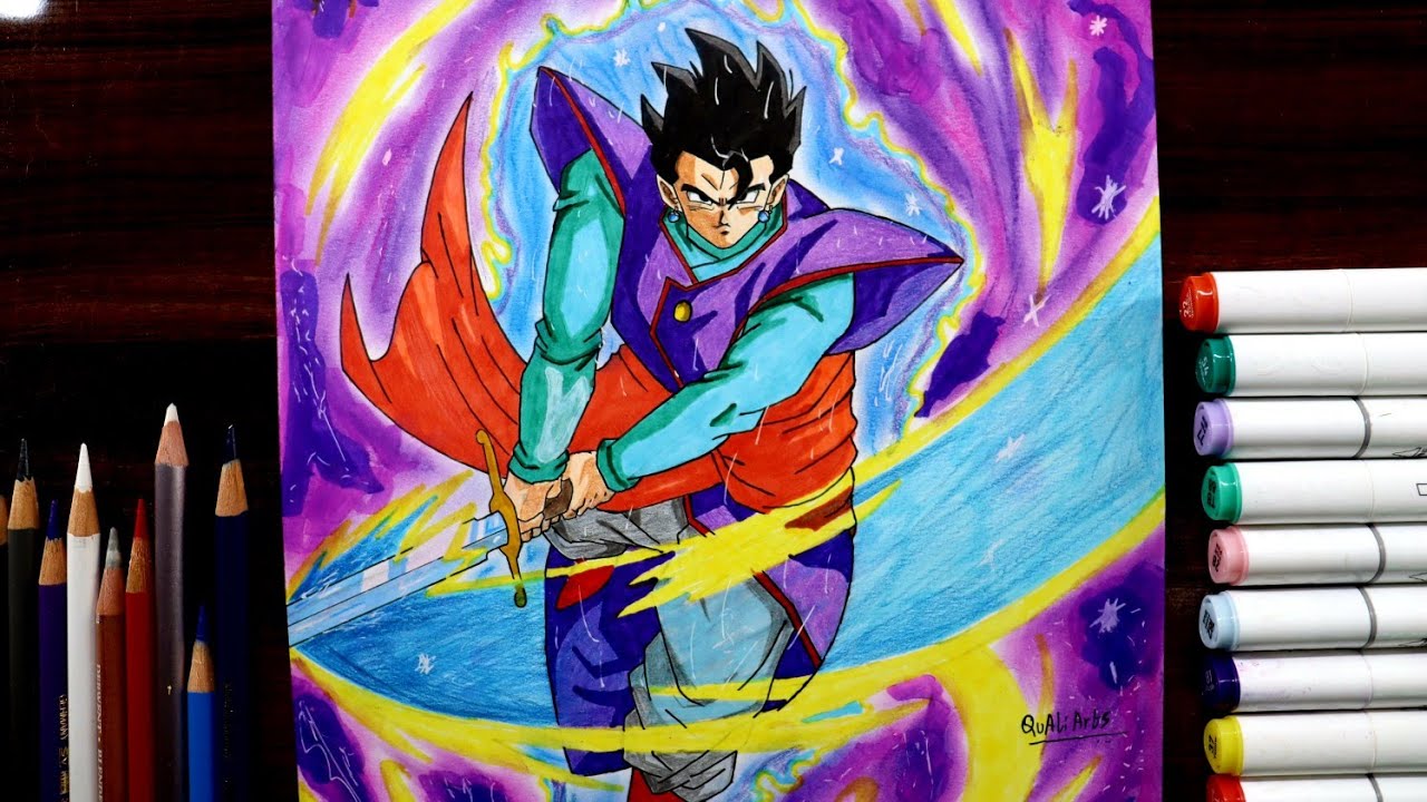 Mystic Gohan with Z sword drawing - Dragonball z | QuAliArts