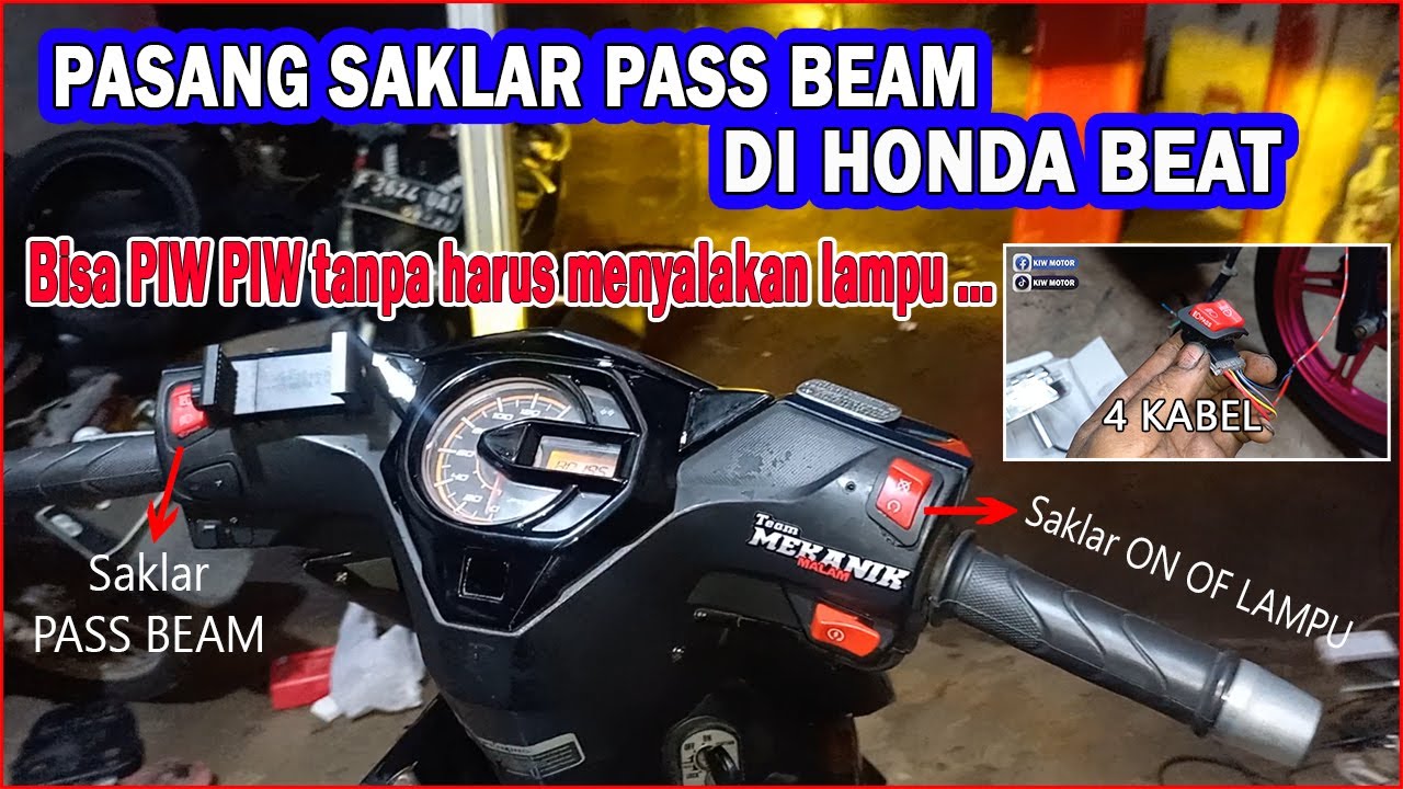 Jalur soket saklar PASS BEAM 4 kabel honda beat/vario !!