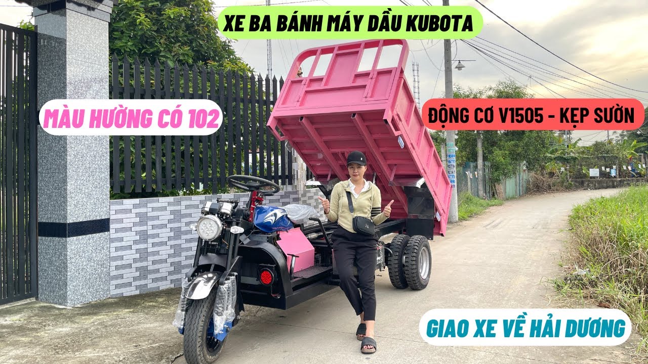 XE BA BÁNH MÁY DẦU KUBOTA 4 MÁY V1505 - SƠN MÀU HỒNG CÓ 102 | TƯ VẤN 0845134134