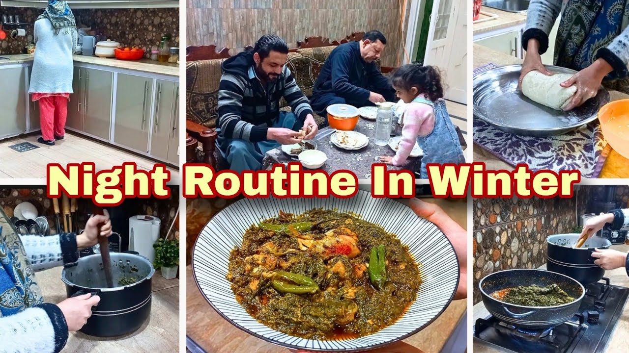 Night Routine In Winter | Palak Chicken Recipe In Urdu | Night Time Kitchen Cleaning Routine