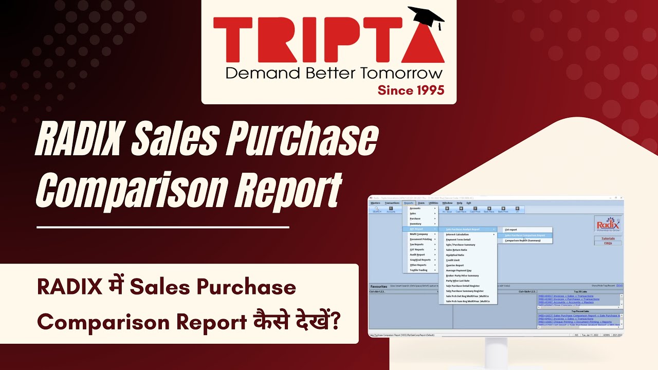 How to Generate Sales vs Purchase Comparison Report in RADIX | Tutorial