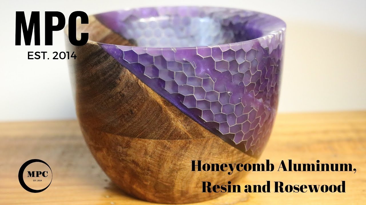 Wood Turning -  Aluminum Honeycomb, Resin and Rosewood Bowl