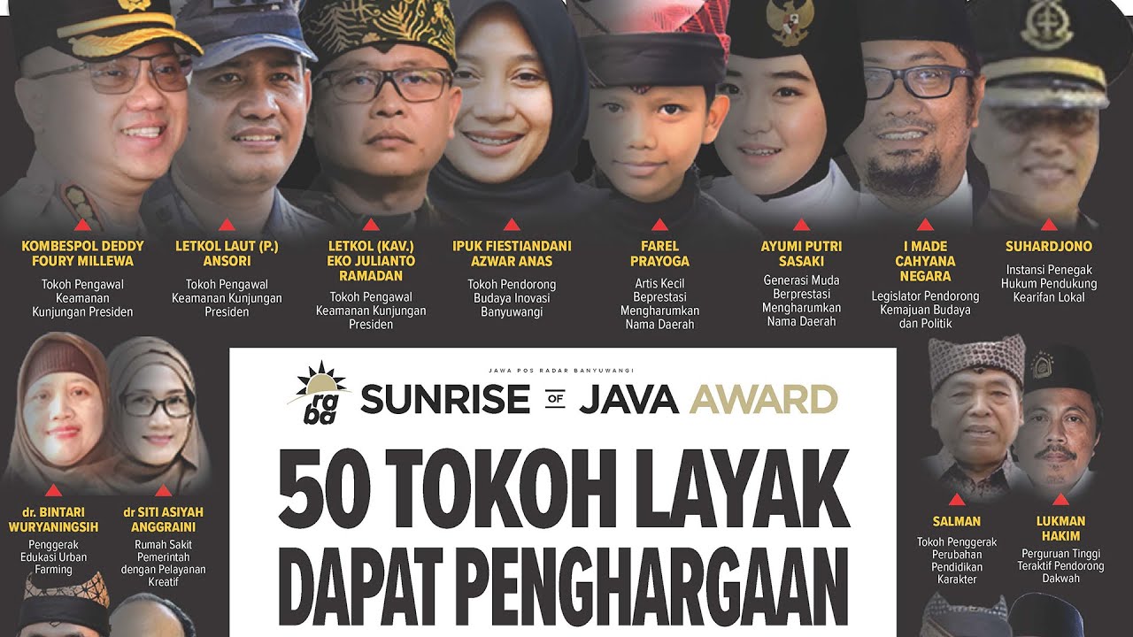 Farel, Ayumi, hingga Bupati Ipuk Sabet Penghargaan Sunrise of Java Award 2023