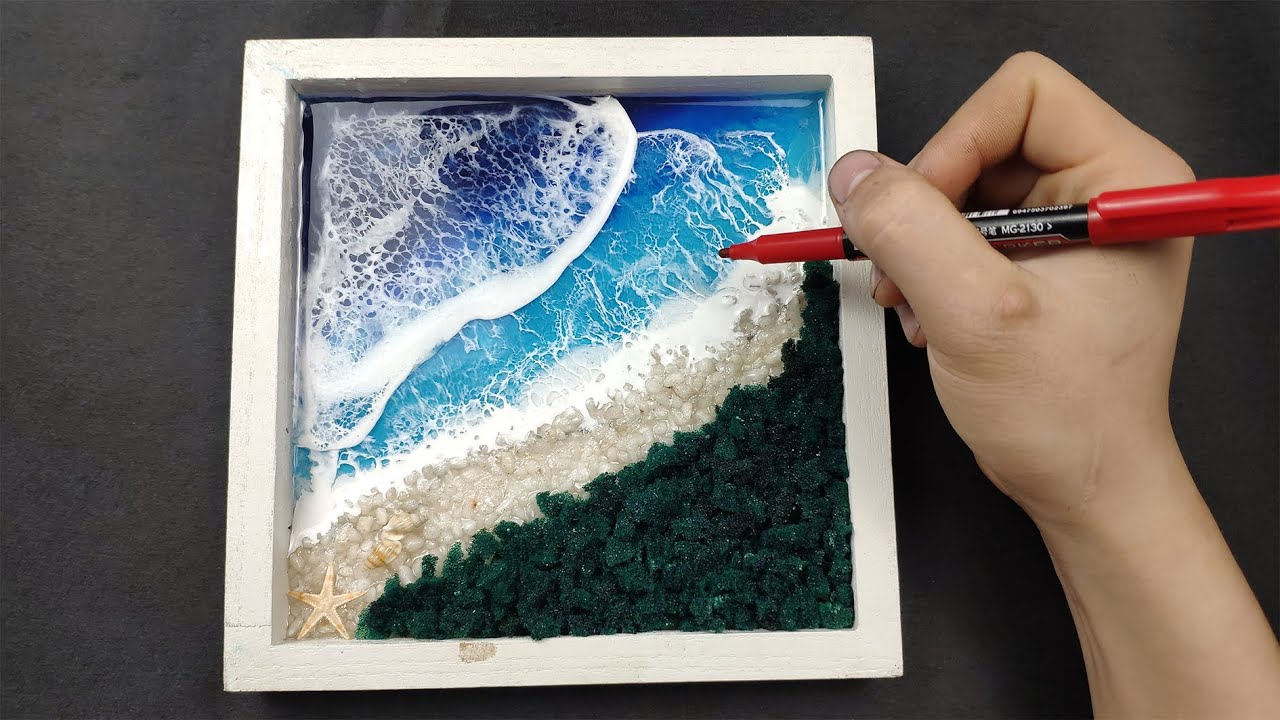 How to put the sea into the picture frame|Epoxy Resin Art|【Epoxy DIY】