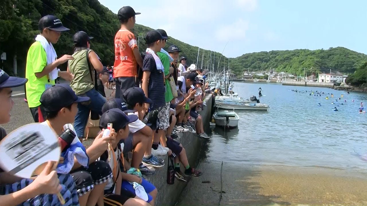 種子島の学校活動：第26回われは海の子国上の子古田の子浦田湾横断遠泳大会
