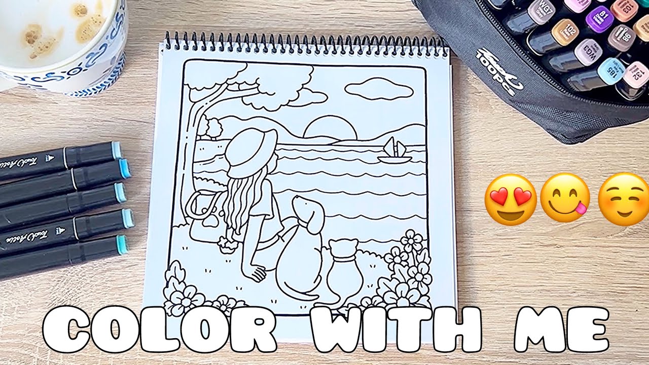 ASMR Cozy Coloring *A dreamy Sunset*🖍️ Relaxing & Satisfying💞 #asmr #adultcoloring 