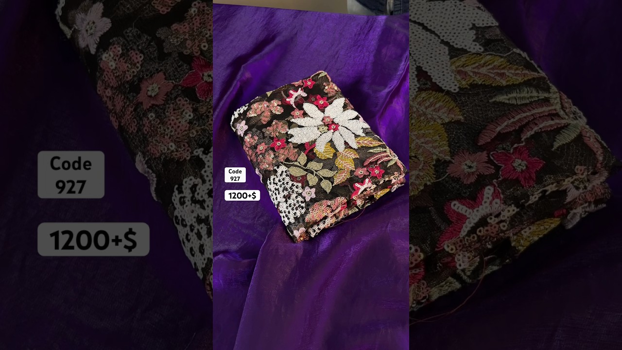 Space silk shining saree with embroidery work scalloped cutwork border& embroidery & sequence blouse