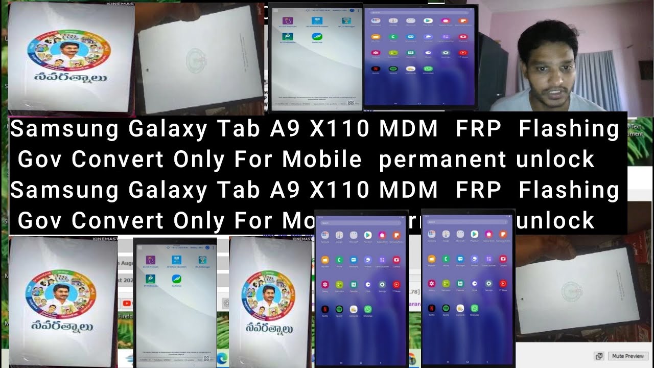 Samsung Galaxy Tab A9 X110 MDM  FRP  Flashing  Gov Convert Only For Mobile  permanent unlock U3