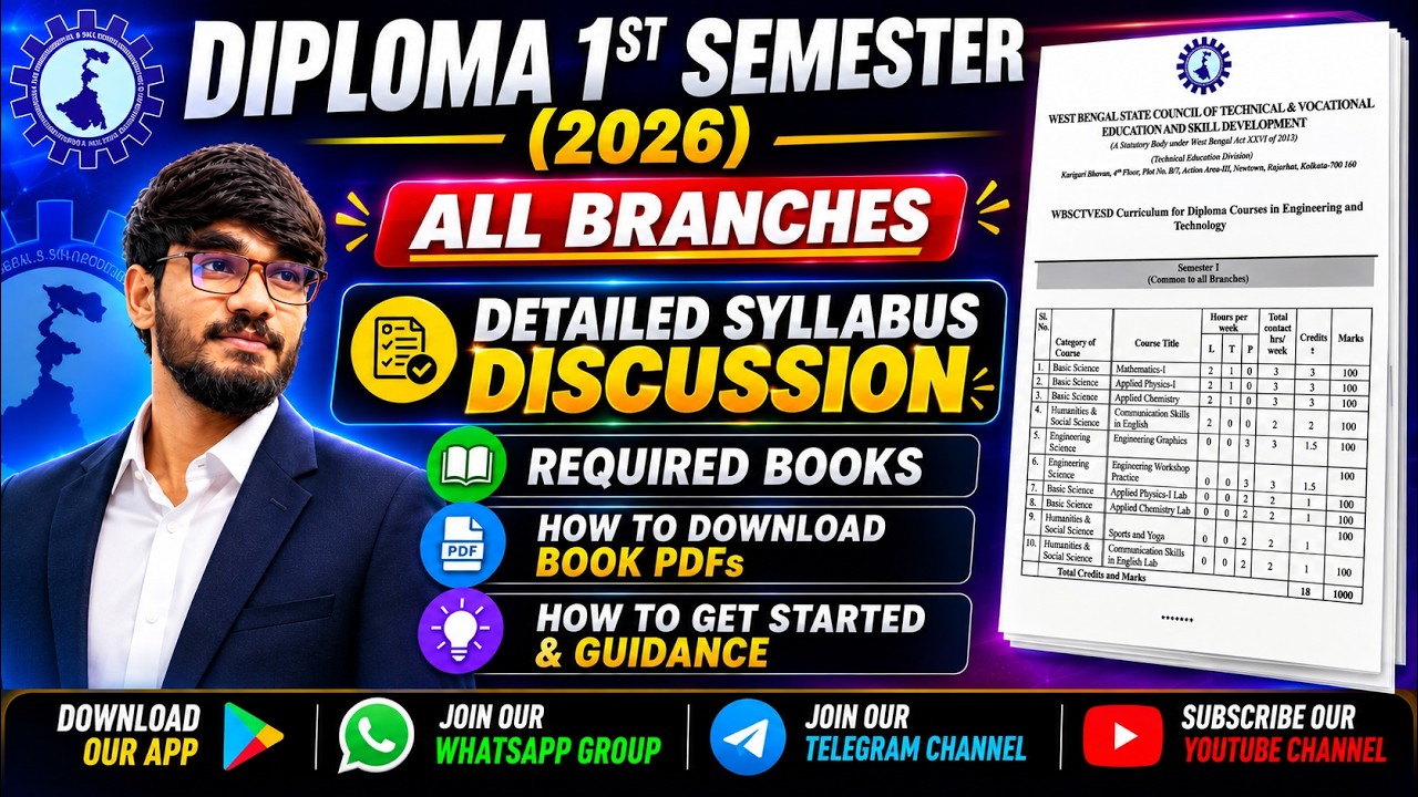 Diploma 1st Semester 2026🔥All Branches🚨Complete Syllabus, Required Books & PDF Download 📚#1stsem