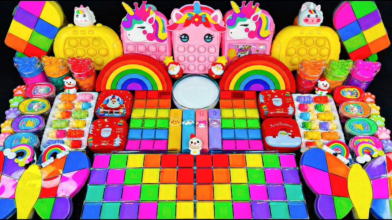 🌈 مزج السلايم المريح ASMR 🌈🦄 يونيكورن قوس قزح ماي ليتل بوني ضد السلايم اللامع | مزج عشوائي للسلايم