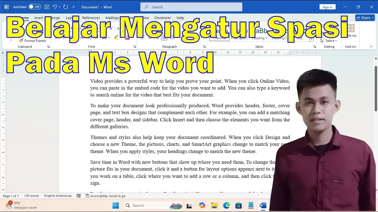Belajar Mengatur Spasi Pada Microsoft Word