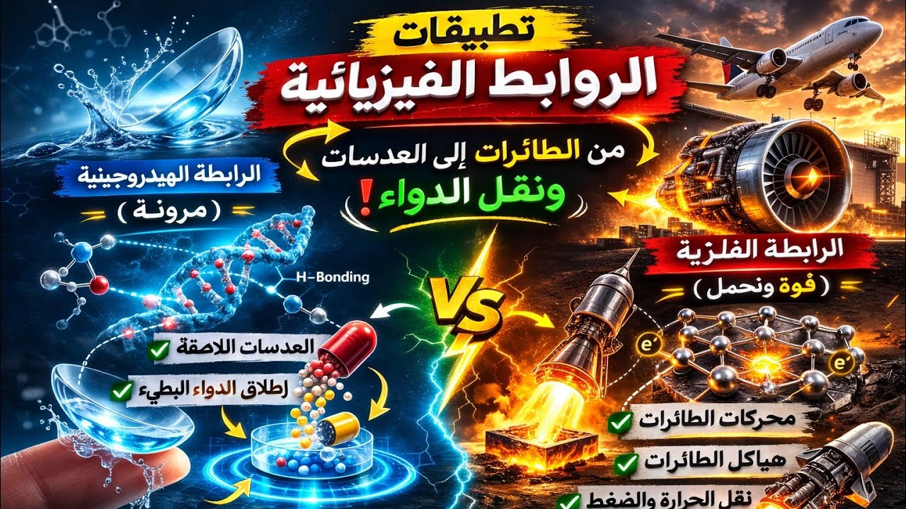تطبيقات الروابط الفيزيائية | من الطائرات إلى العدسات ونقل الدواء – كيمياء 2 ثانوي 2026