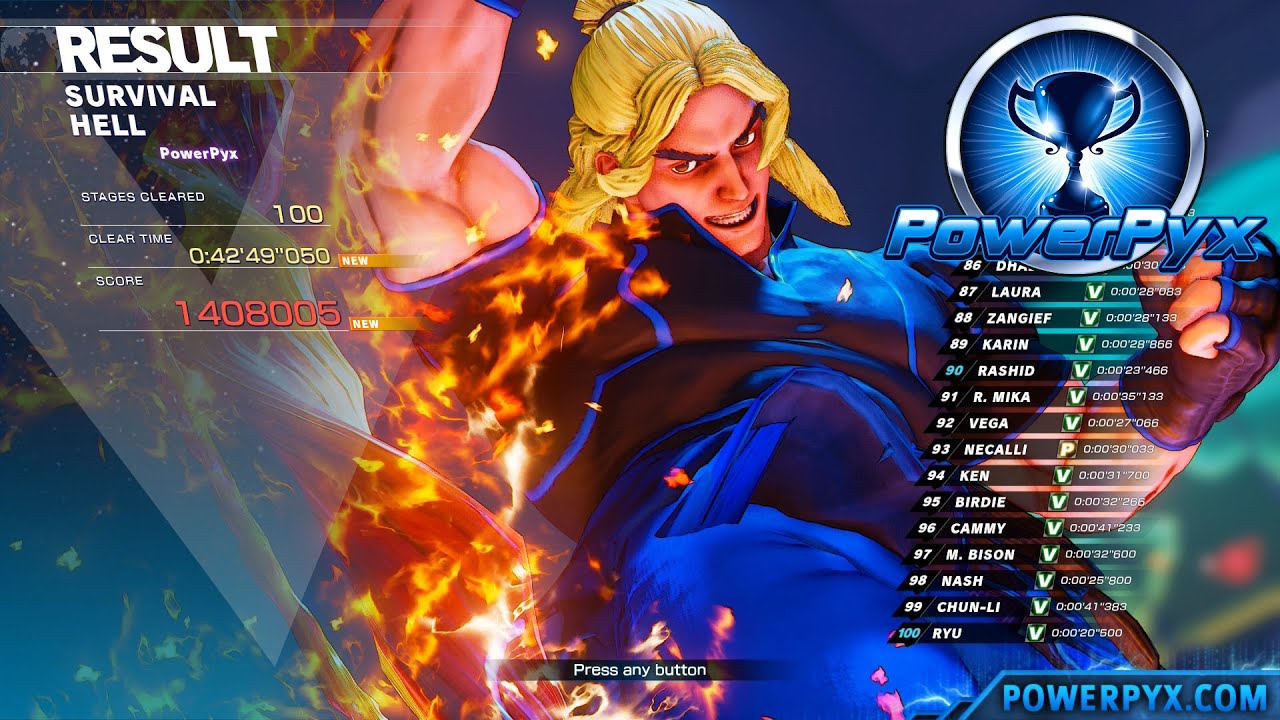 Street Fighter V - Survival Extreme / Hell Difficulty (Back From Hell Trophy Guide) - EASY METHOD!