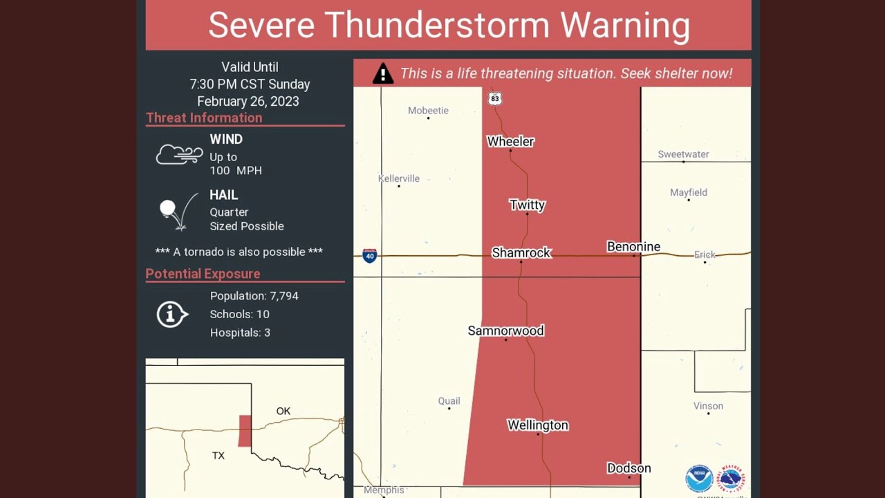Severe Thunderstorm Warning with 100 MPH WINDS | 2/26/23