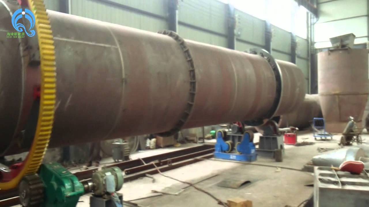 rotary dryer and biomass burner installation and testing video from Haiqi
