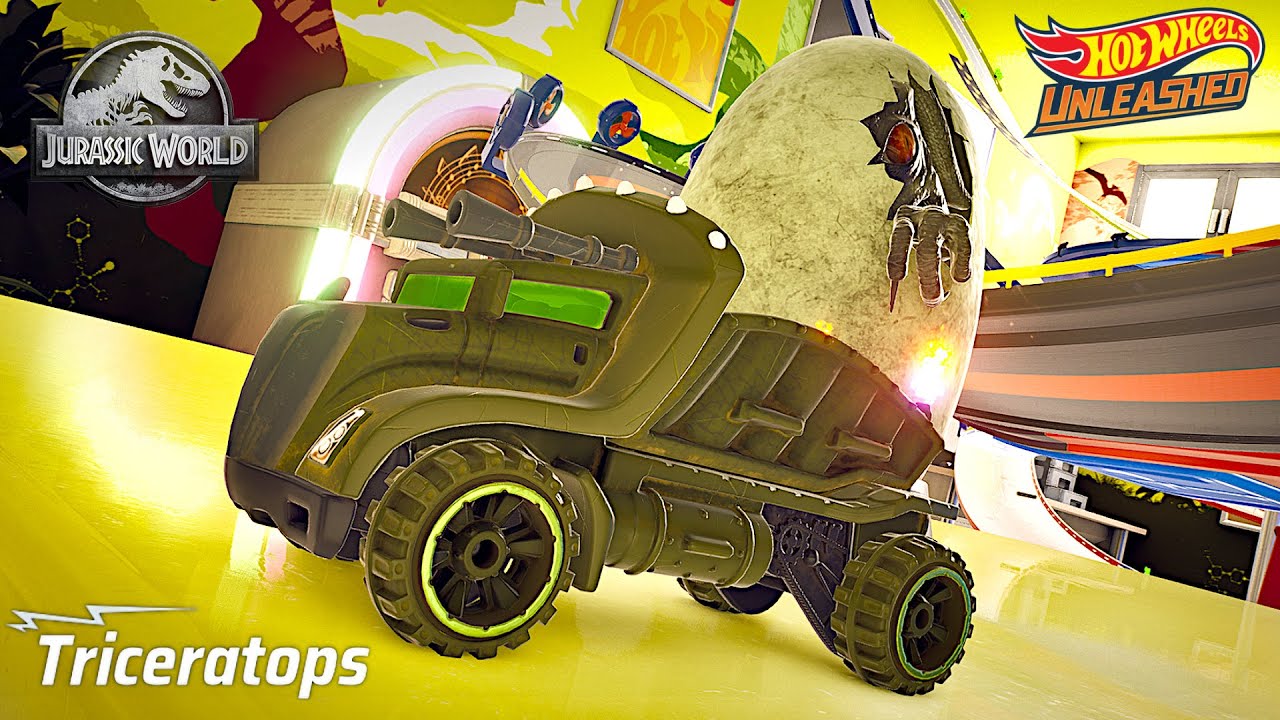 Hot Wheels Unleashed – New Car Triceratops – Jurassic World Racing Season – Basement Customization