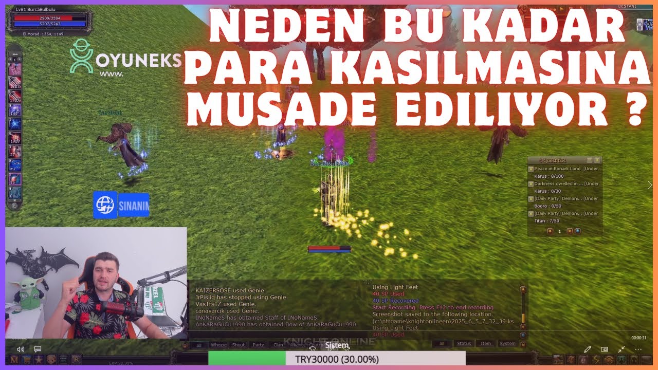 Knight Online 1 G&uuml;nde 25 GB Para Kasılan Slotlar