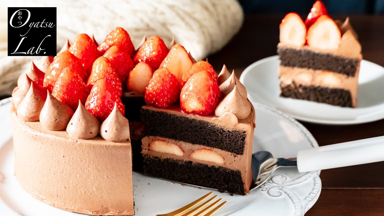 【おうちカフェ・バレンタイン】チョコたっぷり！夫が作るいちごのショートケーキ（ココアスポンジケーキ） | ハニーミルクラテ  | Oyatsu Lab.