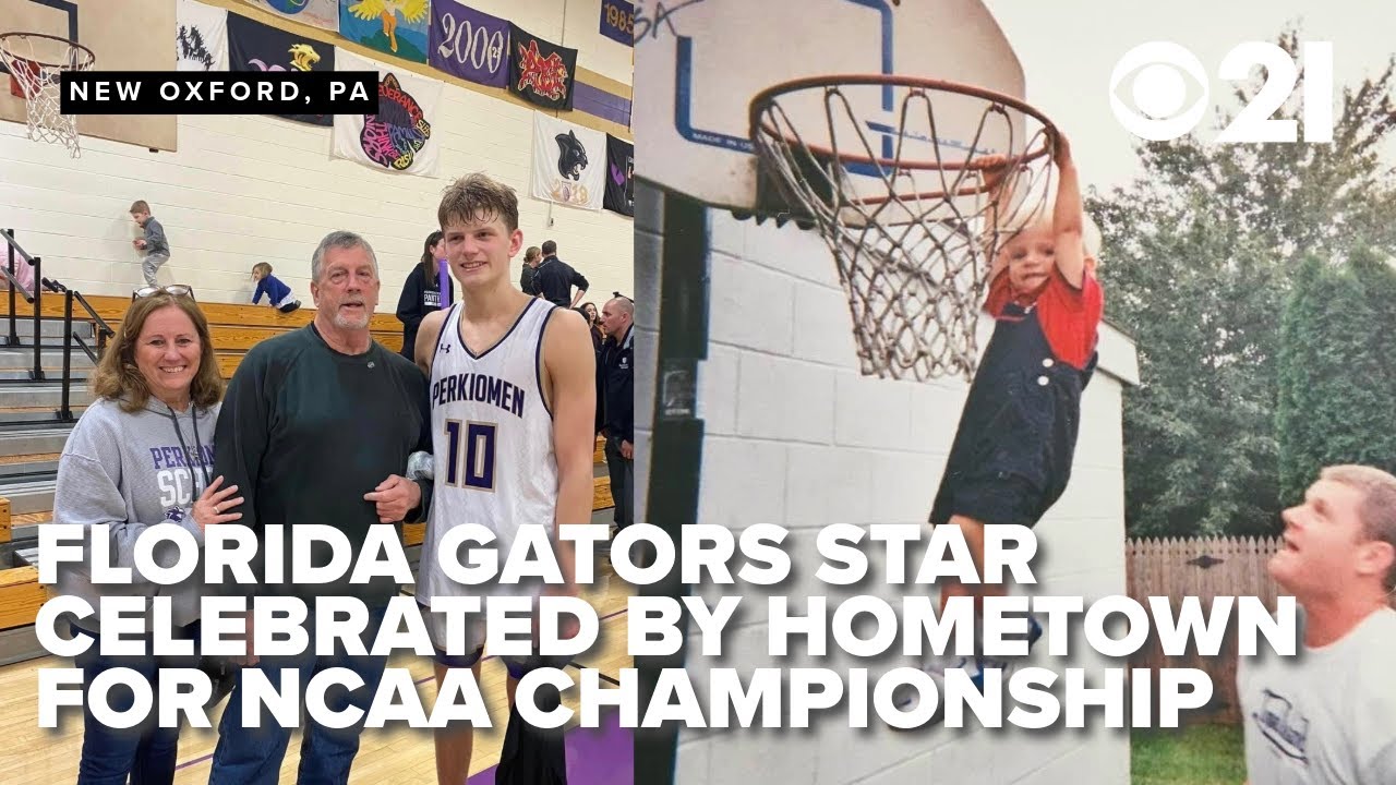Florida Gators' star Thomas Haugh celebrated by hometown for March Madness finale