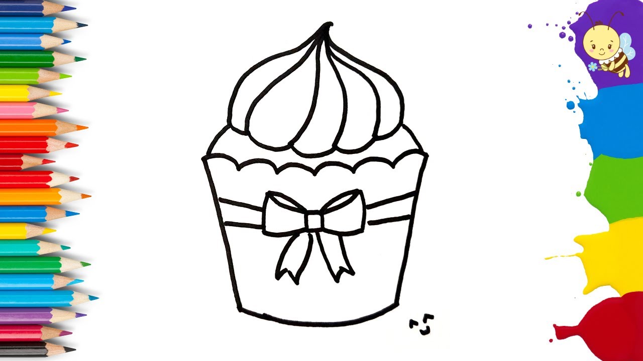 How To Draw Cute Cupcake ,Easy Drawing, Painting & Coloring For Kids Step by Step for Beginners