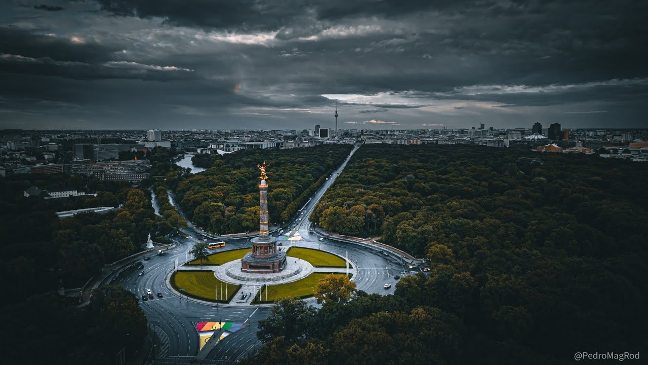 Berlim from above: Teufelsberg, Tempelhof, Tiergarten, Mauerpark Flohmarkt, Brandenburg & more (4K)