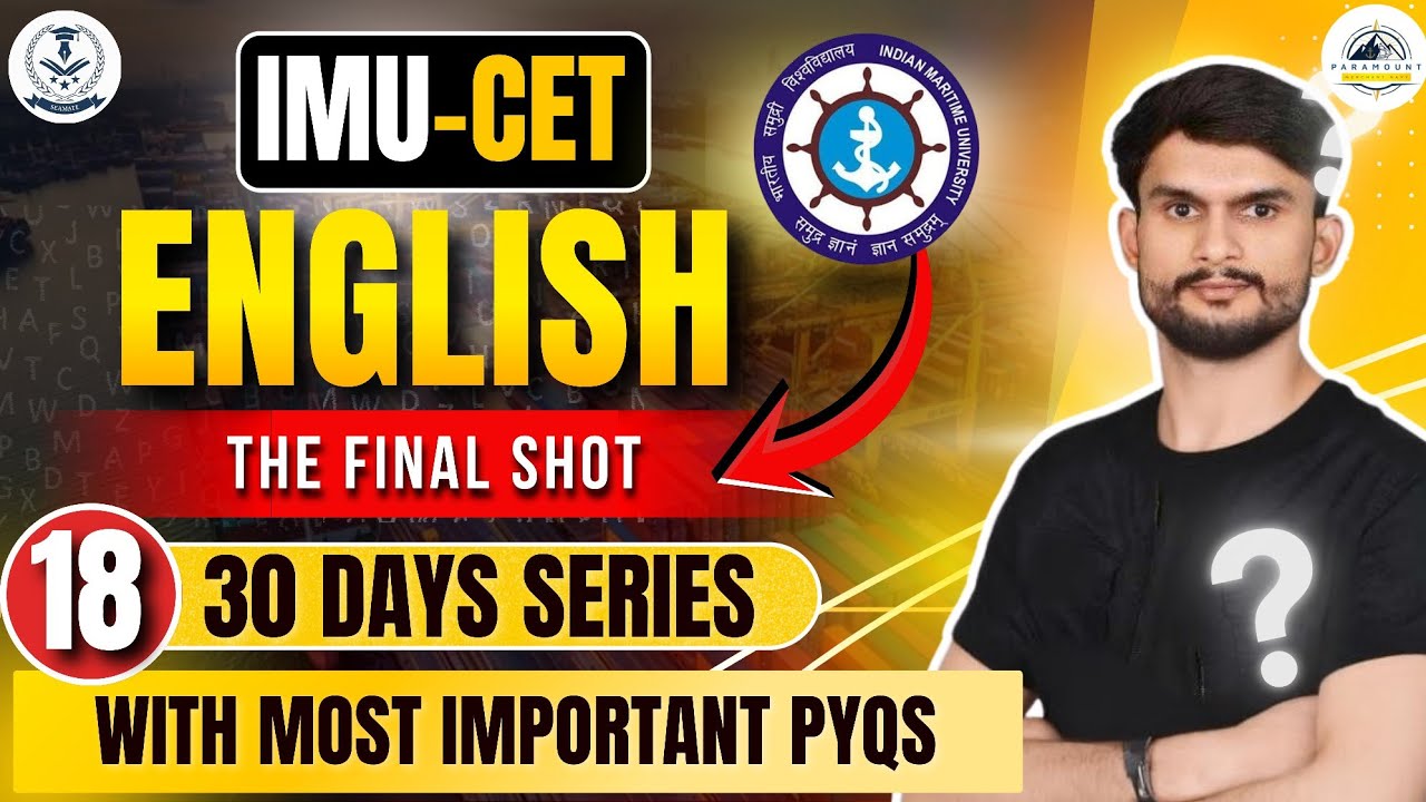 IMU CET English 2026 | One Shot | English Crash Course for Merchant Navy | Day 18/30