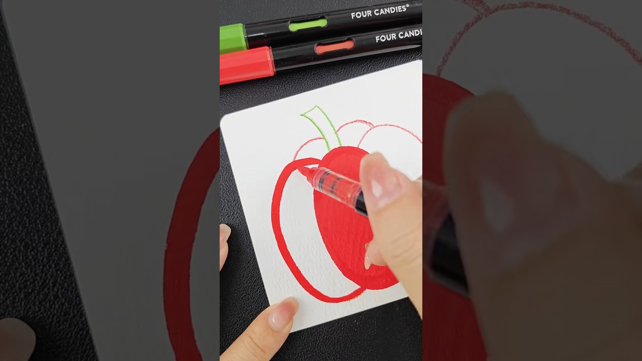 Acrylic Marker / Pumpkin#FourCandyAcrylicMarkers #DrawingIsEasy #ImmersiveDrawing #art #Drawing