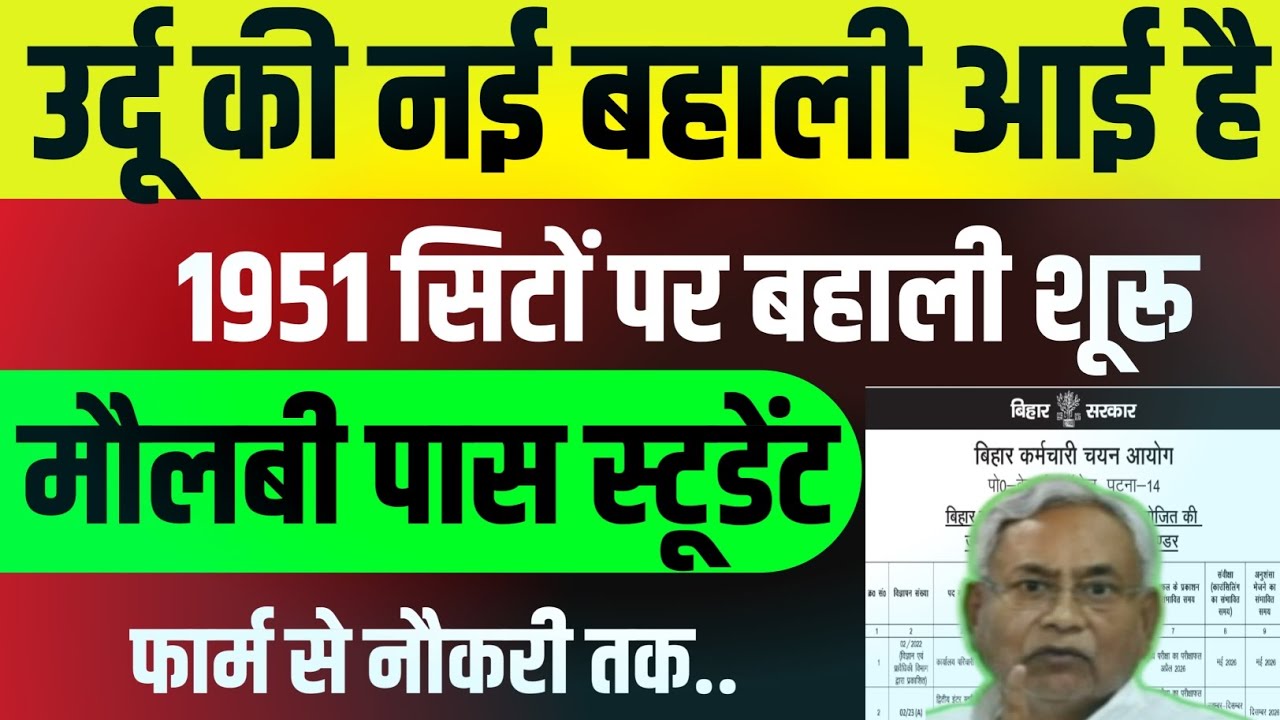 उर्दू की नई बहाली आई/3306 सीटों पर बहाली शूरू/ मौलवी पास स्टूडेंट/फॉर्म से नौकरी तक #urduveancy