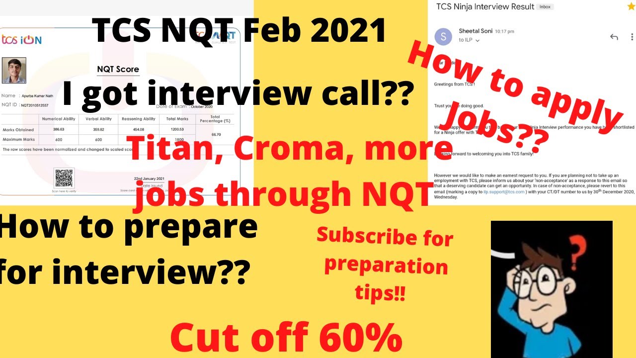 TCS NQT 2021 Cut off || Interview Call ||  February || Apply Jobs through NQT Score Card
