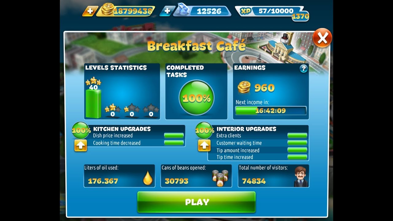Cooking Fever-Breakfast Cafe Level 1-40(3 Stars)