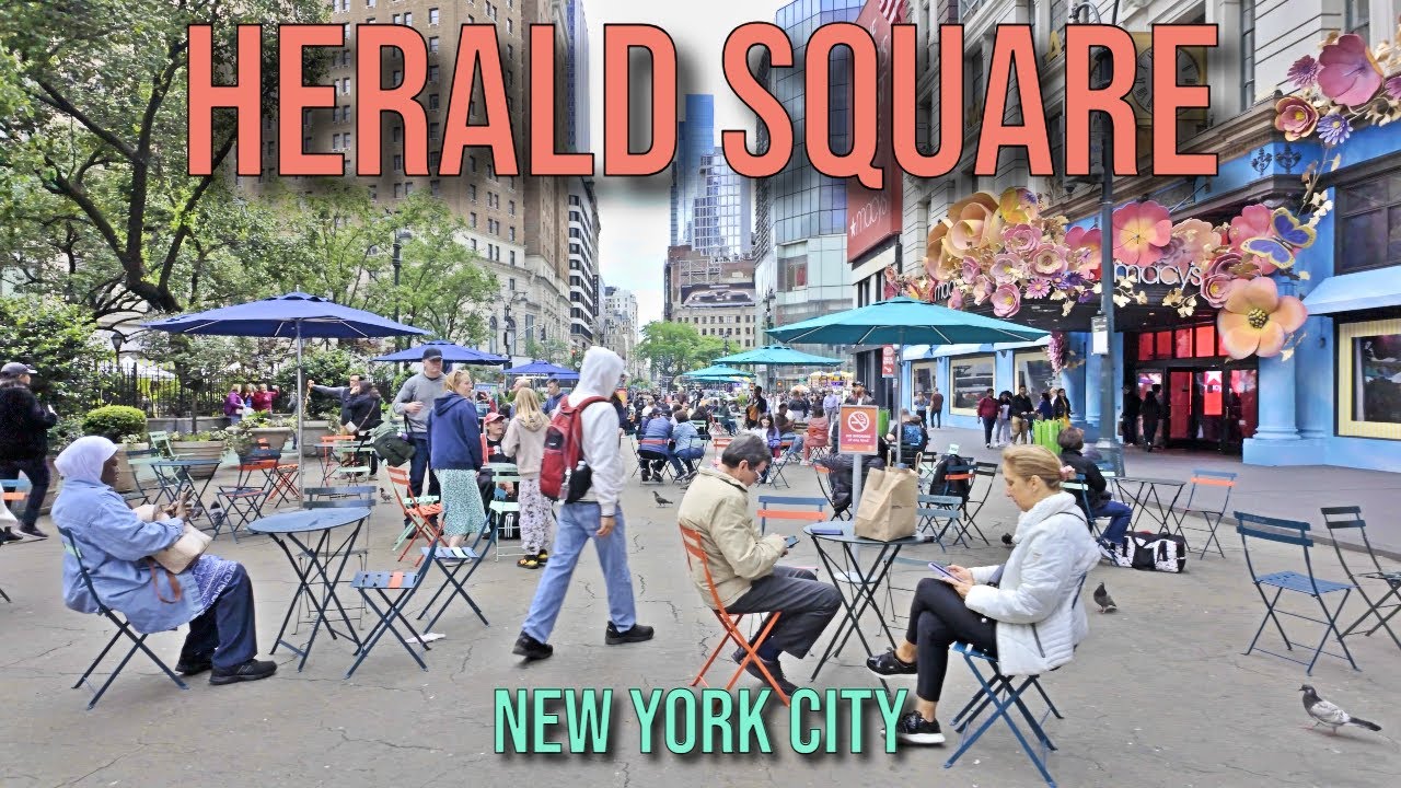 【4K】𝐖𝐀𝐋𝐊 🇺🇸 Visiting Herald Square in New York City. 🚕🗽