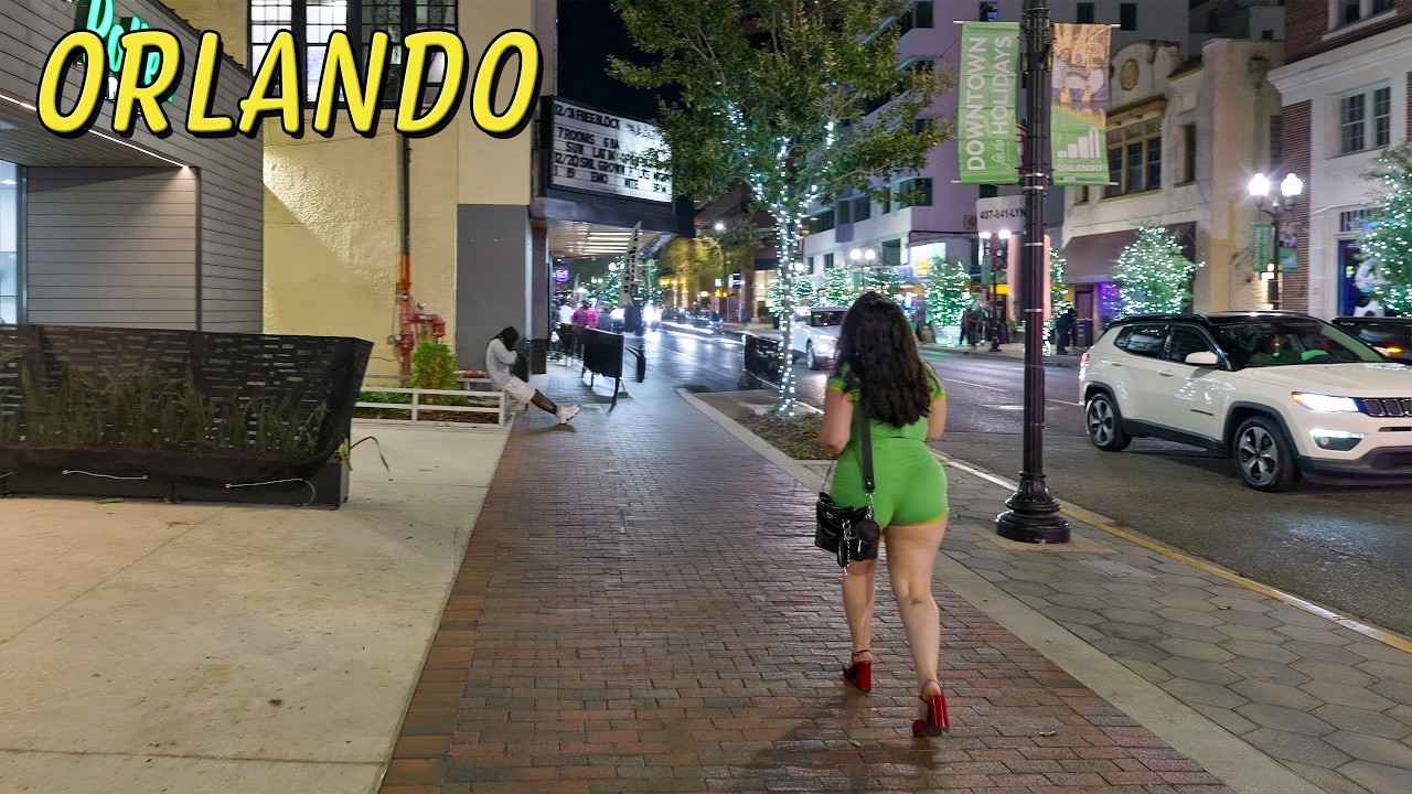 Orlando Downtown Night Walk Urban Vibes 4K