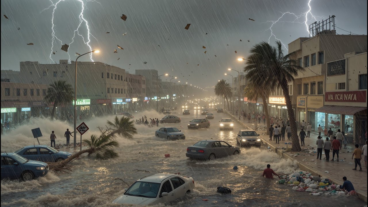 ⛈️🌪️ Мощный шторм обрушился на Янбу — Саудовская Аравия пострадала от сильных ветров и хаоса на у...