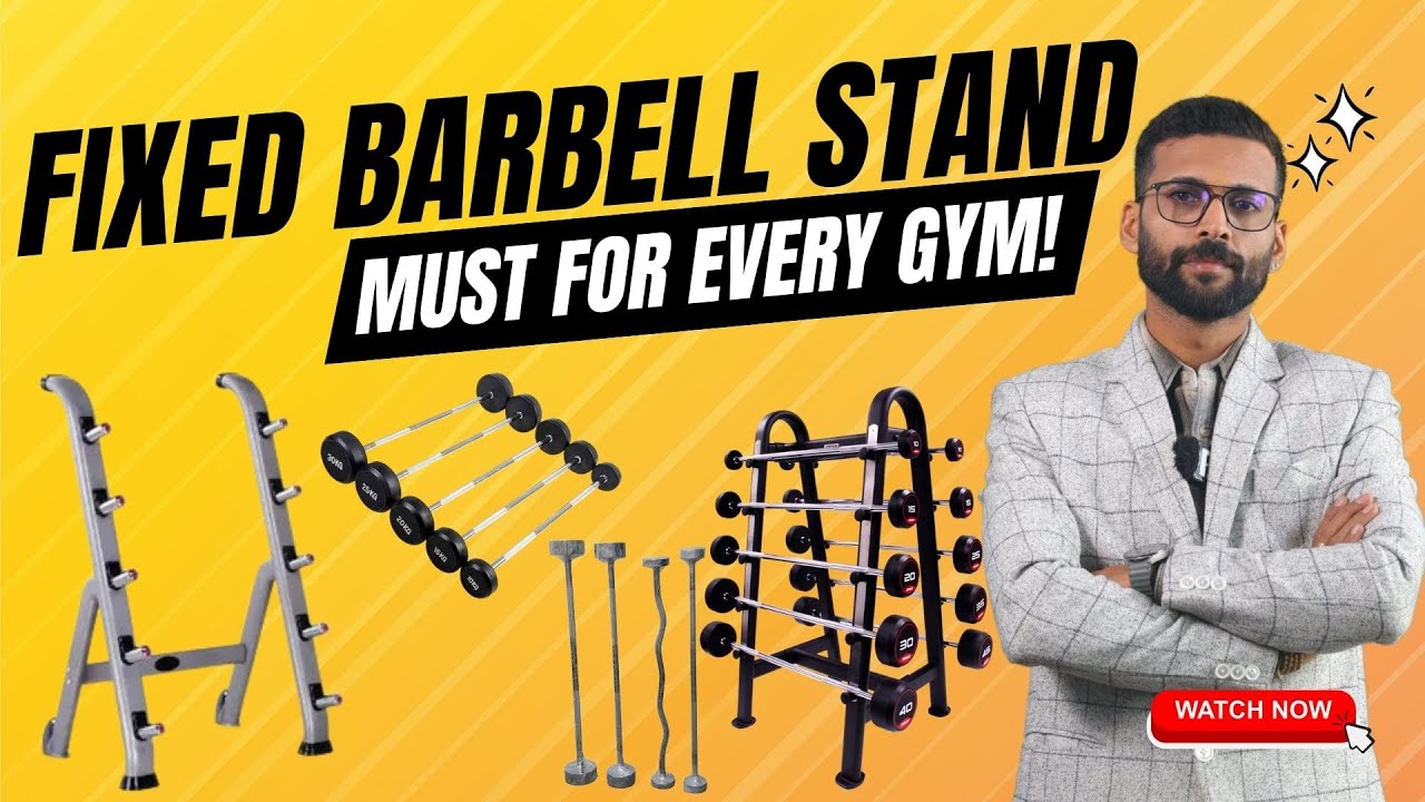 Fixed Barbell Stand for Gyms | Compact Design, Chrome Finish & Easy Workout Solution | Gym setup