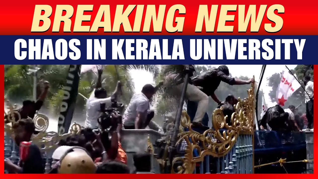 DYFI-AISF Protest Against Kerala Governor Sparks Chaos Outside University Gates | News9